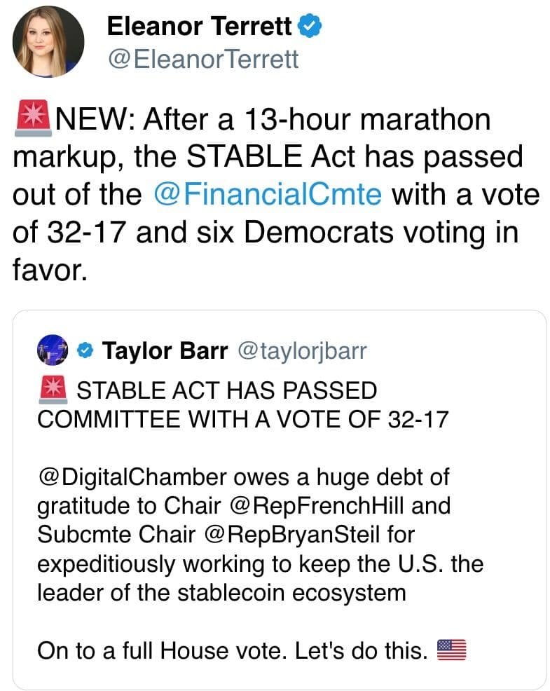 After a 13-hour marathon markup, the STABLE Act has passed 