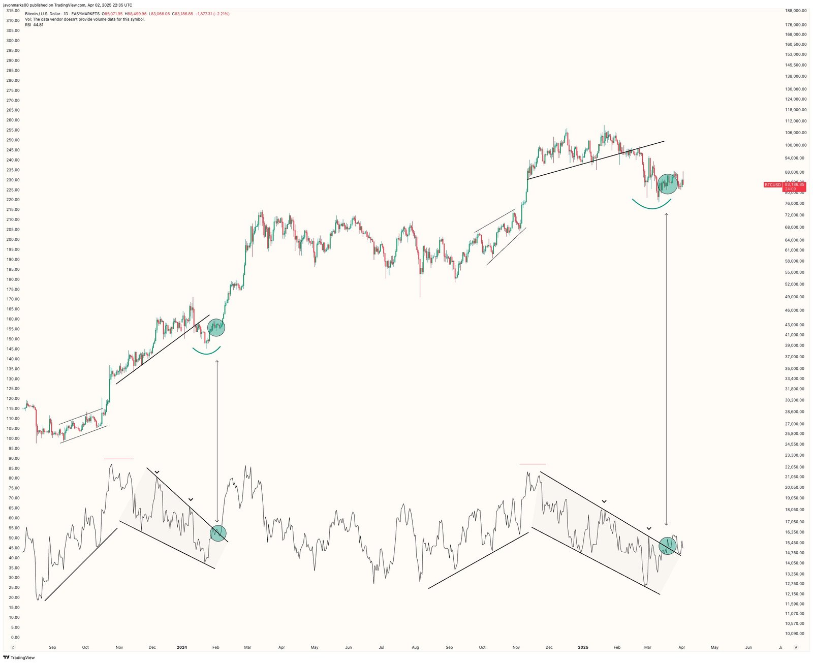 Bitcoin price and RSI.