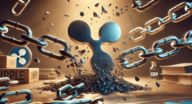 Ripple XRP logo breaking free from chains