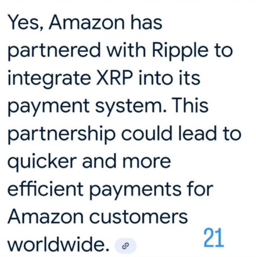 Announcement graphic showing Amazon and Ripple partnership details