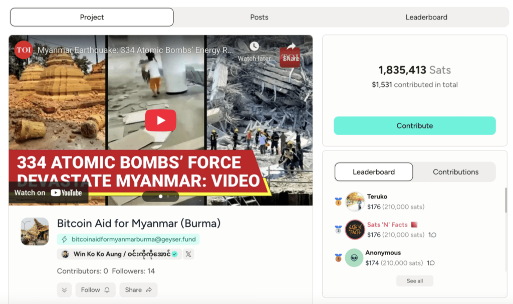 Support The Victims Of The Myanmar Earthquake With Bitcoin 2