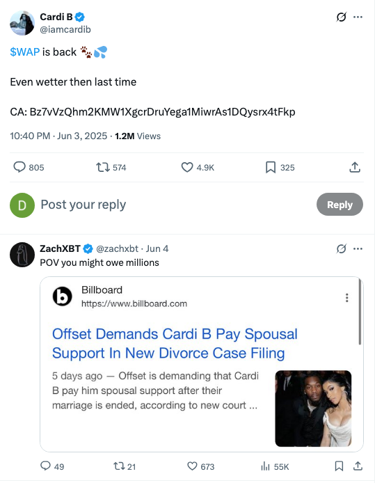 Cardi B’s WAP memecoin pump ends in another rug pull ... again - 2