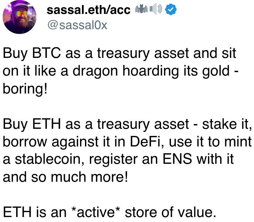 ETH is an *active* store of value. ETH is an *active* store of value.