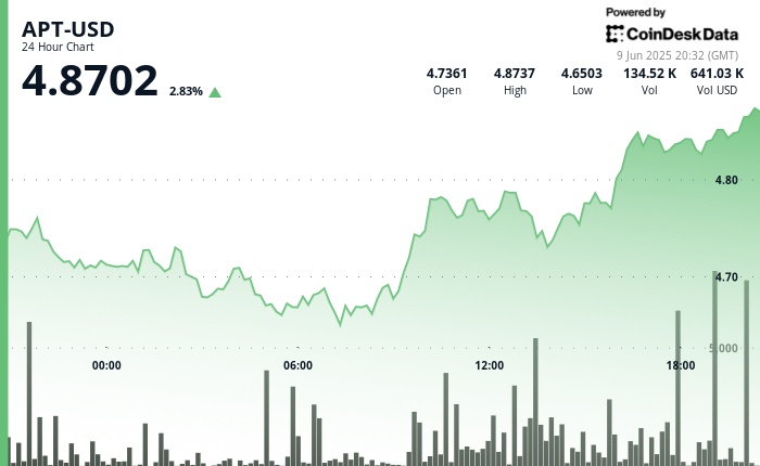 Aptos' APT Gains 4% on Significant Volume, Has More Potential Upside