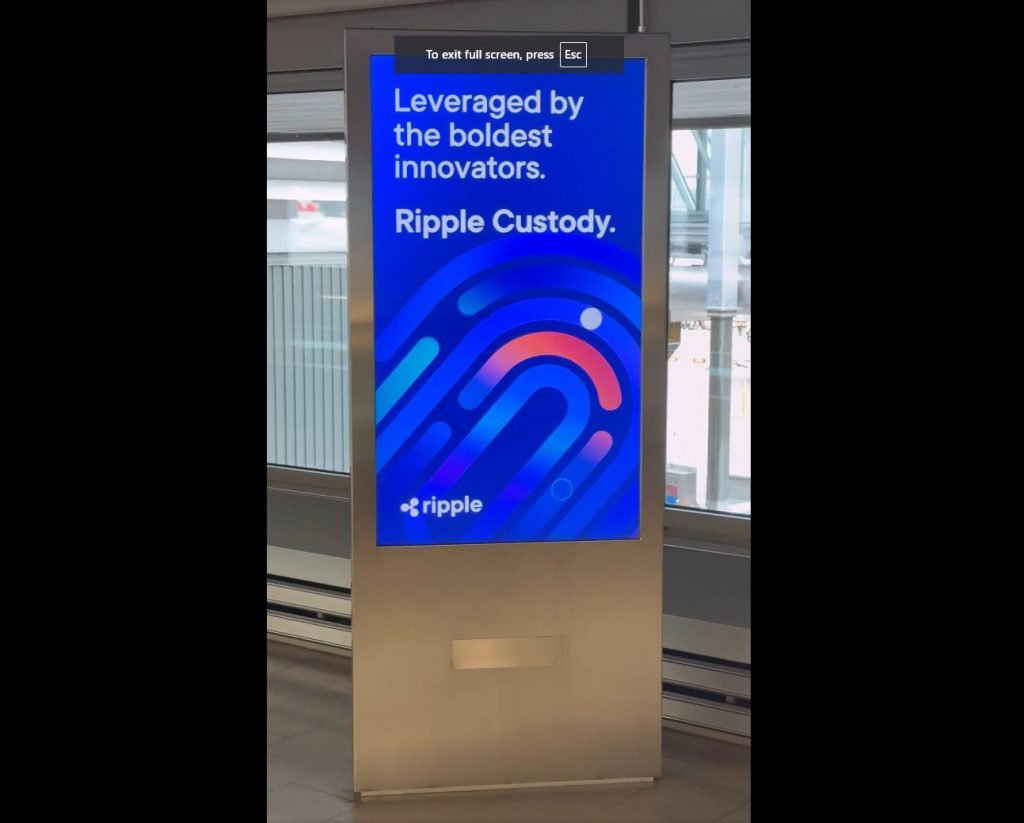Ripple Custody advertisement at Zurich Airport terminal