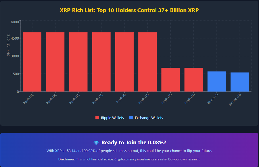 XRP Rich List top 10 holders control