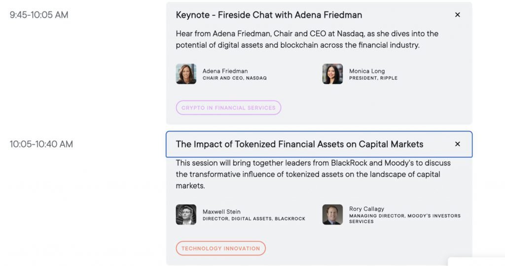 Keynote session details showing BlackRock executive participation